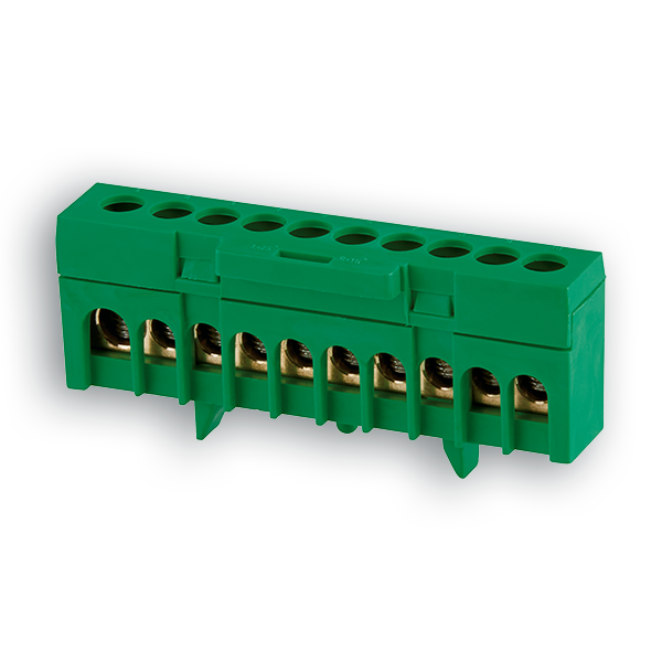 INSULATED EARTH BUSBAR 10 CONNECTION GREEN