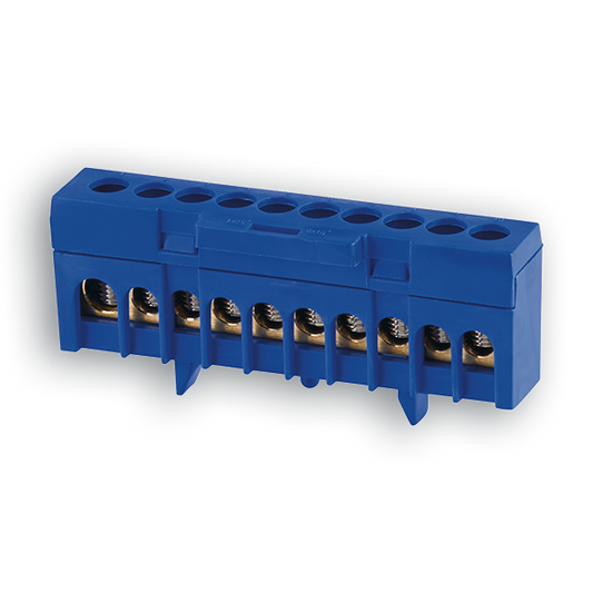 INSULATED NEUTRAL BUSBAR 10 CONNECTION BLUE