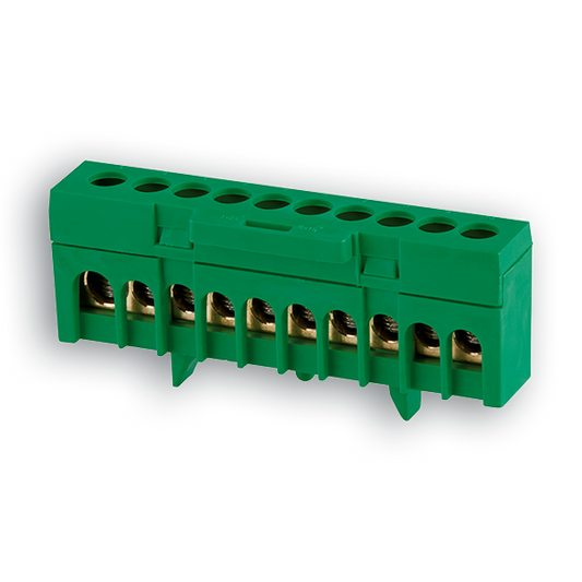INSULATED EARTH BUSBAR 10 CONNECTION GREEN